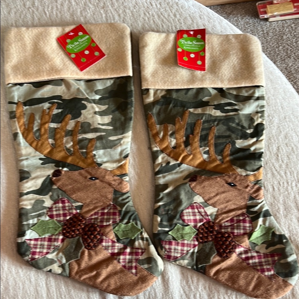 Christmas Stocking Camouflage and Tan Reindeer Stockings